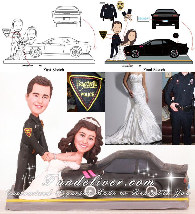 Groom Handcuff Bride Police Wedding Cake Toppers